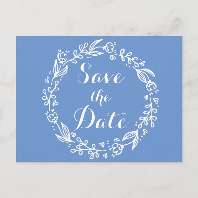 Carte Postale Fleur Bleue Save the Date Fleur Engagement (Devant)