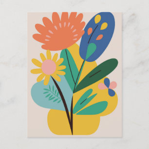 Carte Postale Fleur botanique Abstraite moderne
