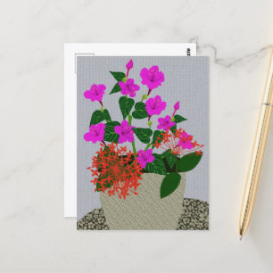 Carte Postale Fleur d'aiguilles et Fleur à quatre heures