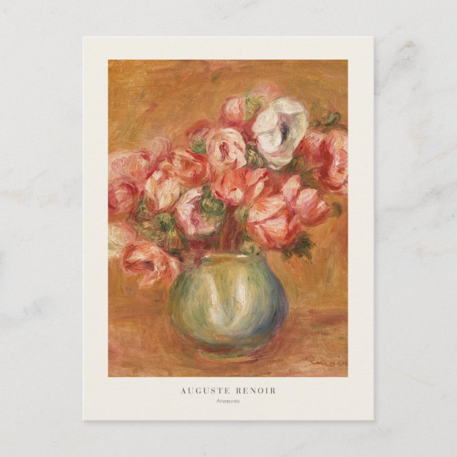 Carte Postale Fleur d'anémones dans un Vase Auguste Renoir (Devant)