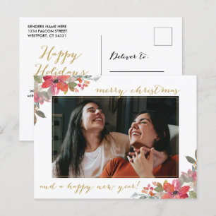Carte Postale Fleur d'aquarelle Noël