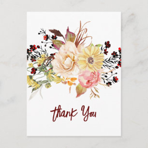 Carte Postale Fleur d'aquarelle romantique, florale bohème