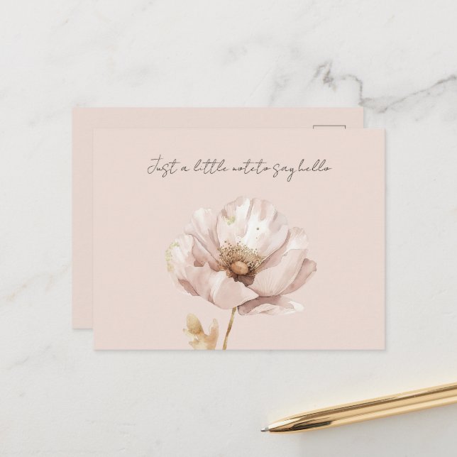 Carte Postale Fleur de blush rose crème (Devant/Arrière en situation)