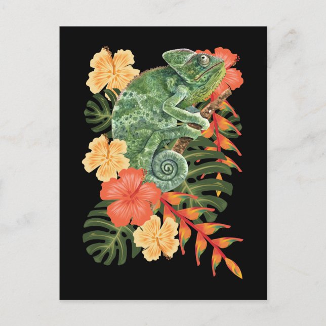 Carte Postale Fleur de Caméléon d'Hawaï Reptile (Devant)