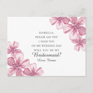 Carte Postale Fleur de cerisier rose.