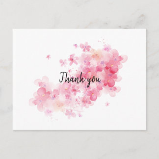 Carte Postale Fleur de cerisier rose merci