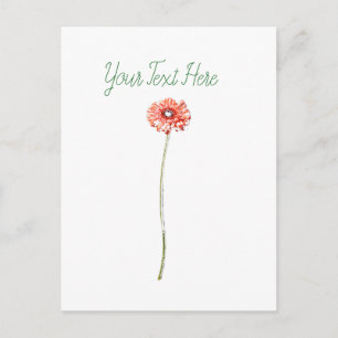 Carte Postale Fleur de Gerbera rouge pâle