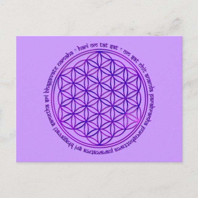 Carte Postale Fleur de la vie - Moola Mantra - violet (Devant)