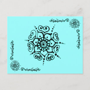 Carte Postale Fleur De L'Amour (Henné) (Turquoise)