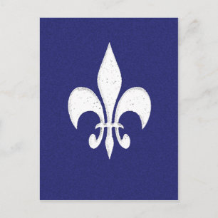 Carte Postale Fleur de Lis blanche en bleu