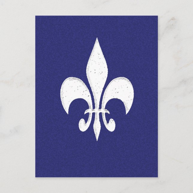 Carte Postale Fleur de Lis blanche en bleu (Devant)