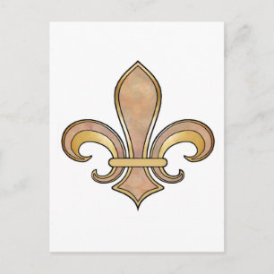 Carte Postale Fleur de Lis en couleur unie - Beige ou Café