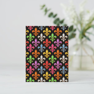 Carte Postale Fleur-de-lis Fleurs Noires Audacieuses Colorées