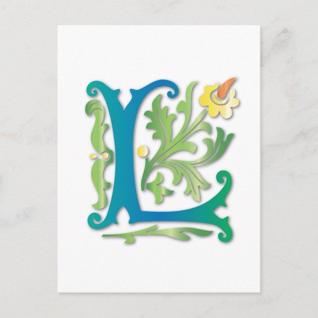 Carte Postale Fleur de lis L Monogramme (Devant)