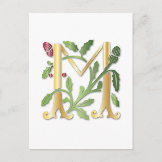 Carte Postale Fleur de lis M Monogramme (Devant)