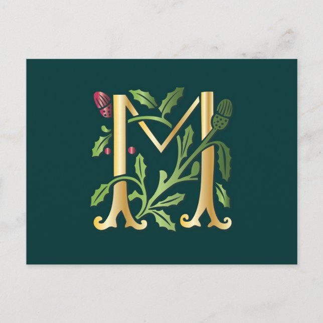 Carte Postale Fleur de lis M Monogramme (Devant)