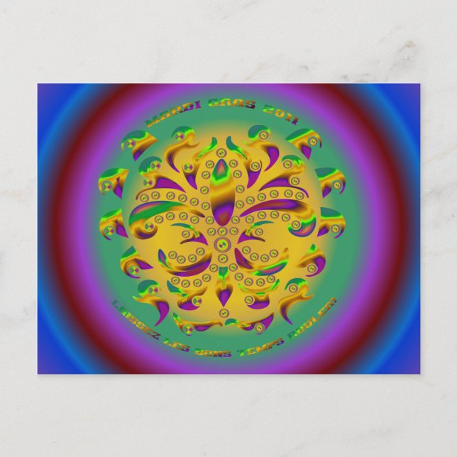Carte Postale Fleur de lis Mardi-Gras 2011 V-2 (Devant)