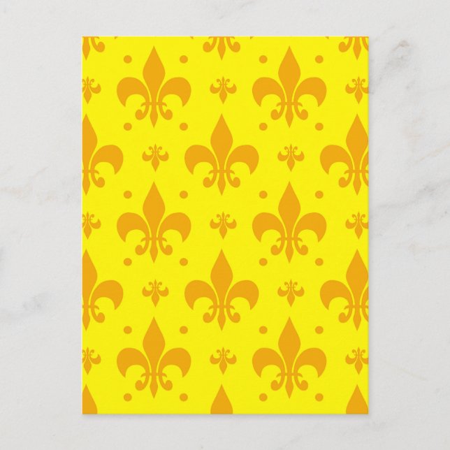 Carte Postale Fleur de lis Motif jaune (Devant)