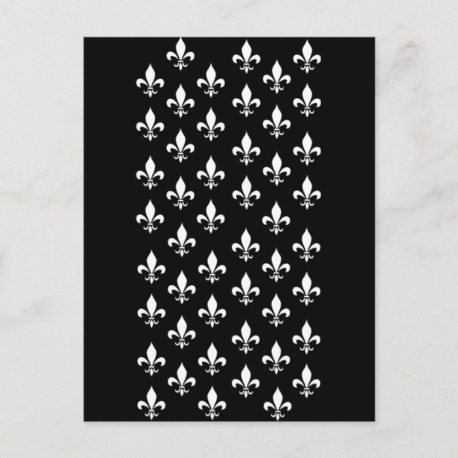 Carte Postale Fleur de Lis Motif noir et blanc (Devant)