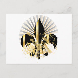 Carte Postale Fleur de Lis noir et or