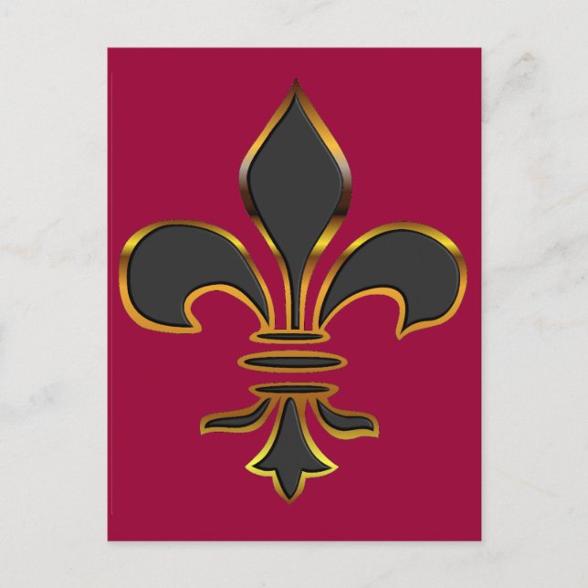 Carte postale Fleur de lis noir et or (Devant)