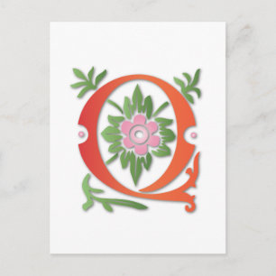 Carte Postale Fleur de lis Q Monogramme