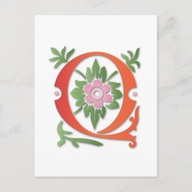 Carte Postale Fleur de lis Q Monogramme (Devant)