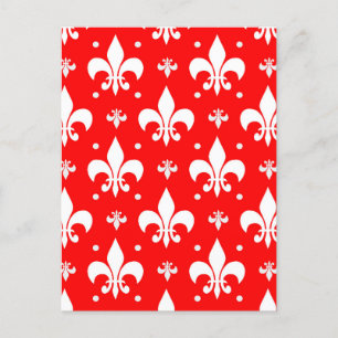 Carte Postale Fleur de lis rouge Motif