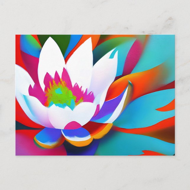 Carte Postale Fleur de lotus Abstrait coloré (Devant)