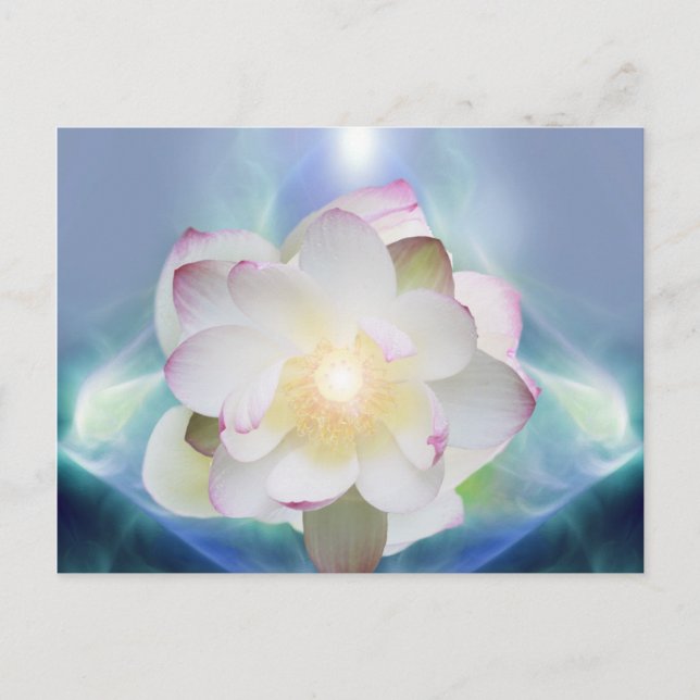Carte Postale Fleur de lotus blanc en cristal bleu (Devant)