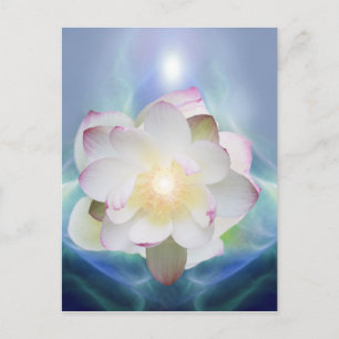 Carte Postale Fleur de lotus blanc en cristal bleu