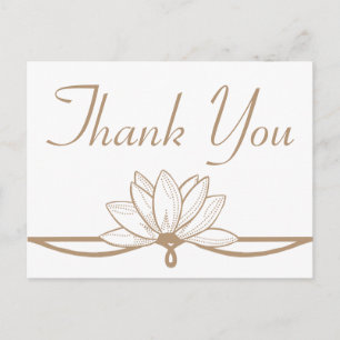 Carte Postale Fleur de lotus marron et blanc de remerciement