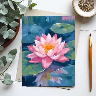 Carte Postale Fleur de Lotus Nénuphar Aquarelle