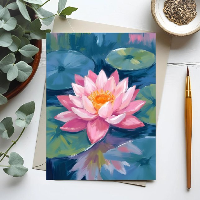 Carte Postale Fleur de Lotus Nénuphar Aquarelle (Créateur téléchargé)