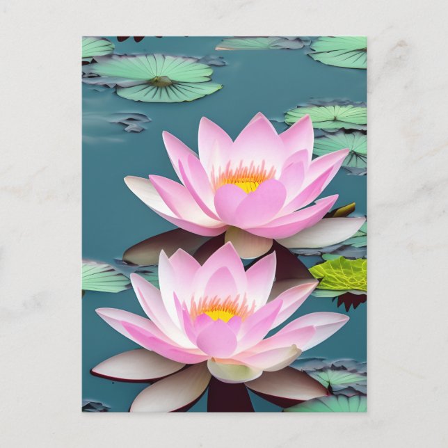 Carte Postale Fleur De Lotus Rose Dans L'Eau (Devant)