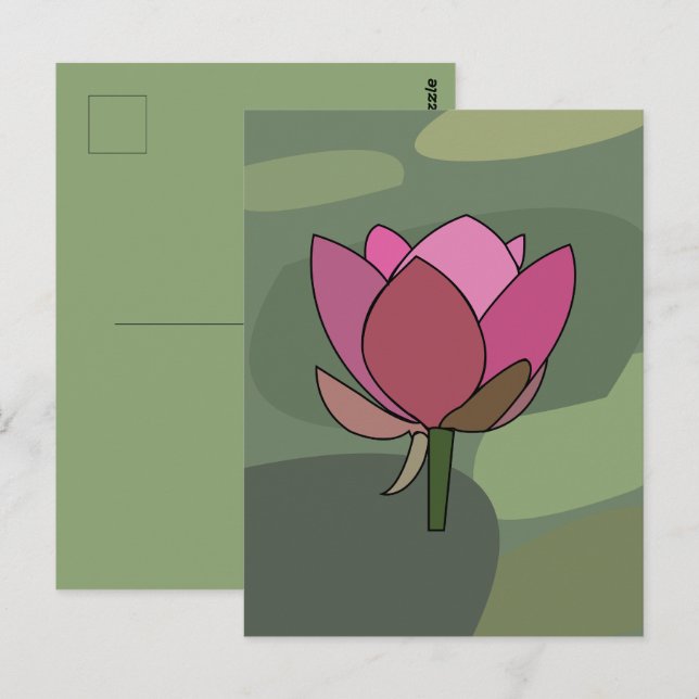 Carte Postale Fleur de lotus rose florale (Devant / Derrière)