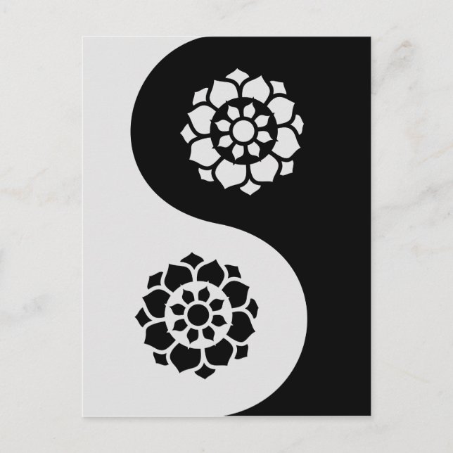 Carte Postale Fleur de Lotus Yin Yang (Devant)
