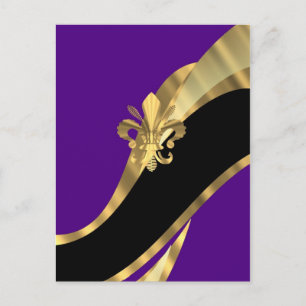 Carte Postale Fleur de lys violet et or