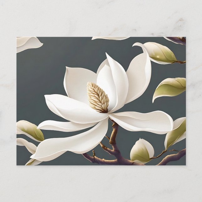 Carte Postale Fleur de Magnolia blanche élégante (Devant)