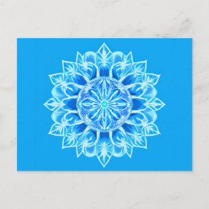 Carte Postale Fleur de Mandala en Batik Turquoise