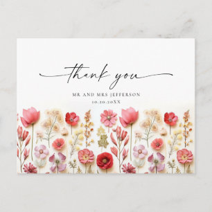 Carte Postale Fleur de Merci Bohème Rose Pastel Rétro