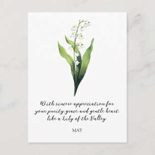 CARTE POSTALE FLEUR DE MUGUET DE NAISSANCE EN AQUELLE DE MAI