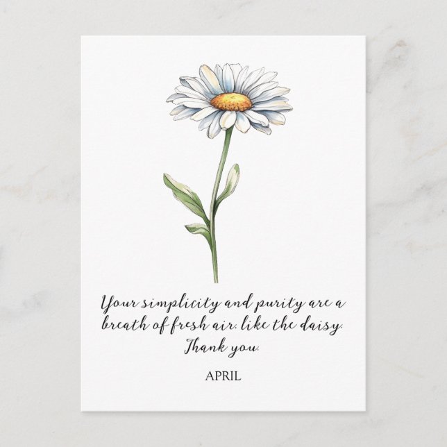 CARTE POSTALE FLEUR DE NAISSANCE AVRIL DAISY AQUEL (Devant)