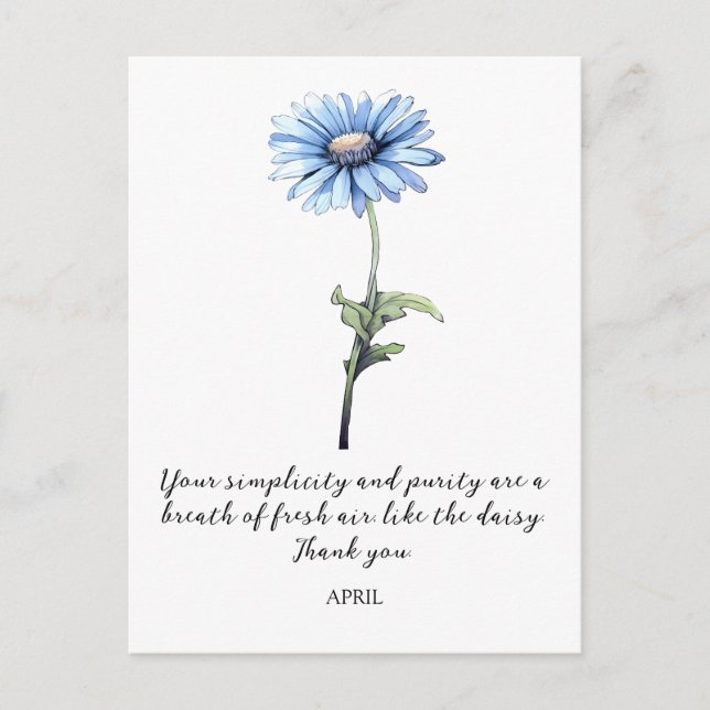 CARTE POSTALE FLEUR DE NAISSANCE AVRIL DAISY AQUEL (Devant)