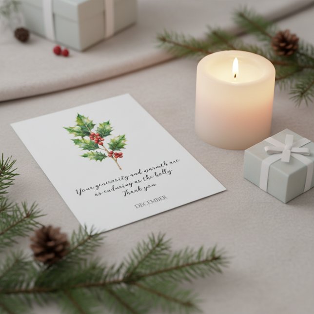 CARTE POSTALE FLEUR DE NAISSANCE DE DÉCEMBRE À L'AQUARELLE HOLLY (Créateur téléchargé)