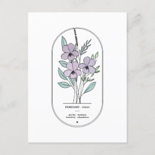 Carte Postale Fleur de naissance de février Violet 