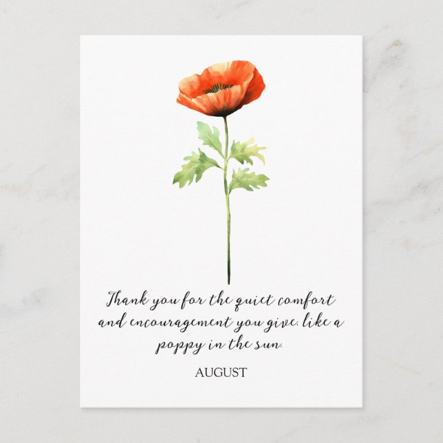 CARTE POSTALE FLEUR DE NAISSANCE DU MOIS D'AOÛT AU (Devant)