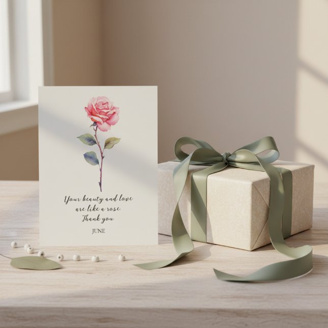 CARTE POSTALE FLEUR DE NAISSANCE ROSE JUIN À L'AQUARELLE (Créateur téléchargé)