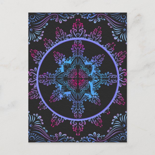 Carte Postale Fleur de nuit Mandala (Devant)