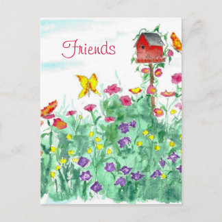 Carte Postale Fleur de papillon rouge Amis du jardin